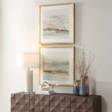 So Golden Abstract Landscape Prints (Set of 2) Black / Blue / Brass / Gold / Gray / Pink / White - Light Brown / Light Blue by Uttermost - View 3