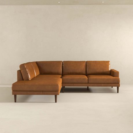 Corbin Left-Facing Tan Leather Sectional Sofa - sold by Home Elegance USA