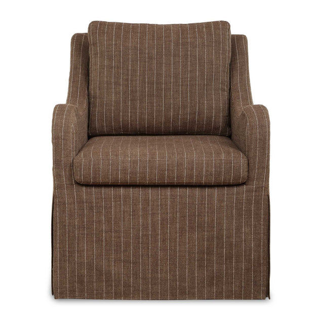Luisa Pinstripe Swivel Chair - Dark Brown by Uttermost - View 1
