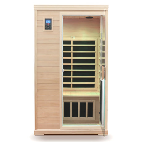 Two-Person Far-Infrared Hemlock Indoor Sauna Room with Bluetooth & LED Lights - sold by Home Elegance USA