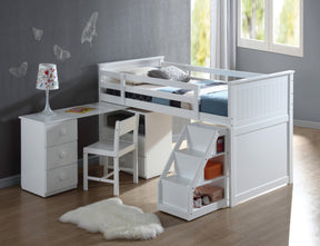 Wyatt White Finish Twin Loft Bed Set