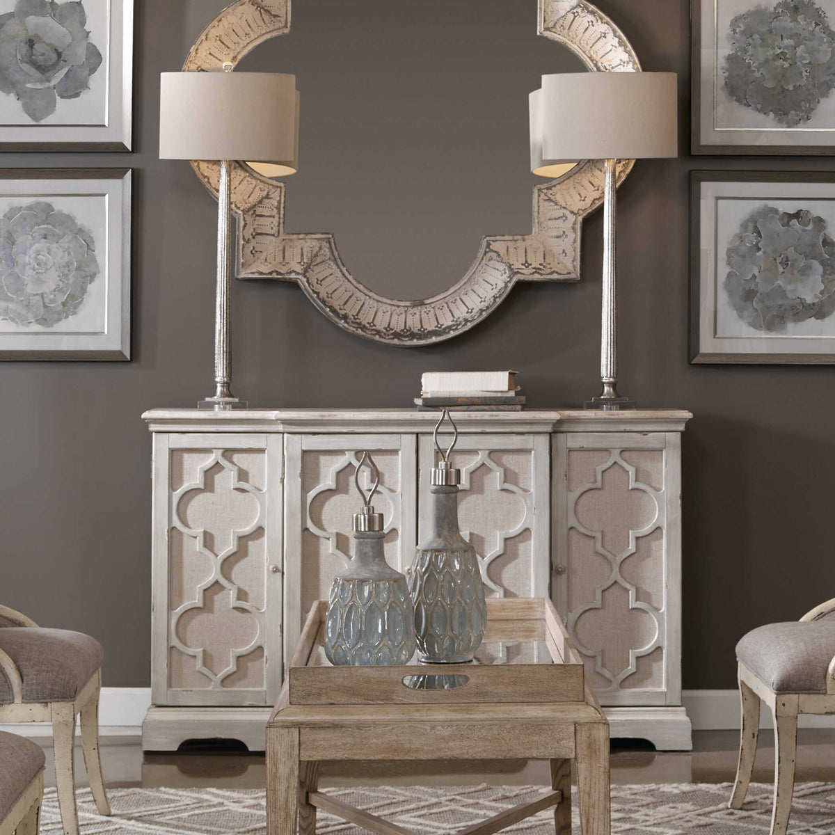 Sophie 4 Door Cabinet Gray - Silver by Uttermost - View 6