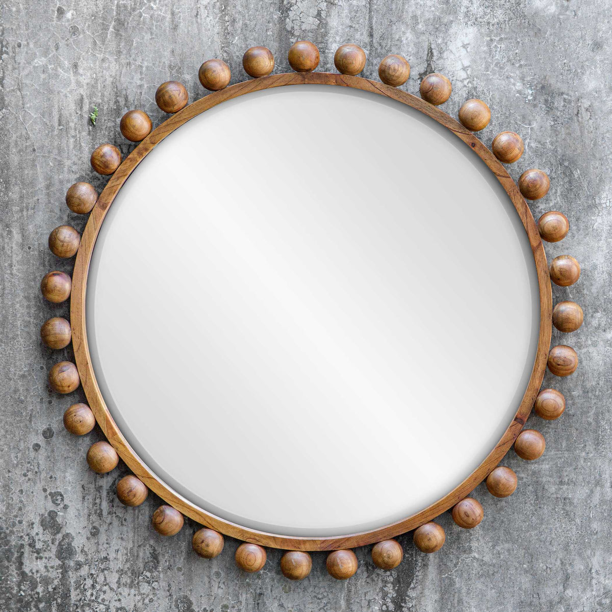 Cyra Wood Beaded Round Mirror - Bronze by Uttermost - View 5