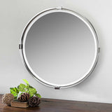 Tazlina Round Mirror Brushed Nickel - Silver by Uttermost - View 3