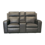 Wyatt Power Reclining Loveseat With Console & Power Headrests & Lumbar - Gunmetal | Flexsteel