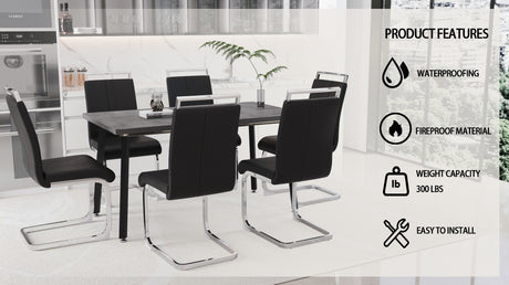 55.12-70.87' expandable square dining table set that can accommodate 4-6 people, equipped with 6 C-shaped tubular cushioned armless dining chair,  kitchen table and chair set, with metal legs - sold by Home Elegance USA