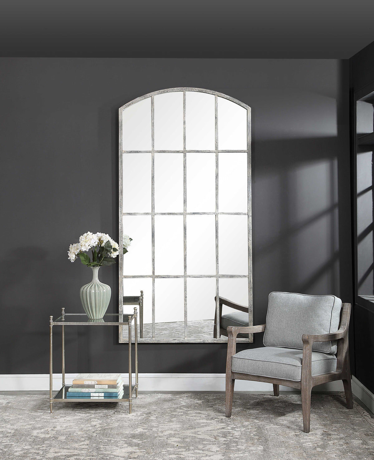 Amiel Arched Mirror Ivory - Silver / White by Uttermost - View 8