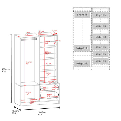 White Armoire Wardrobe with Open Storage and 2 Drawer - sold by Home Elegance USA