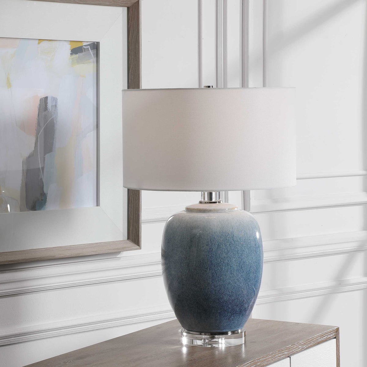 Blue Waters Ceramic Table Lamp - Blue / White by Uttermost - View 2