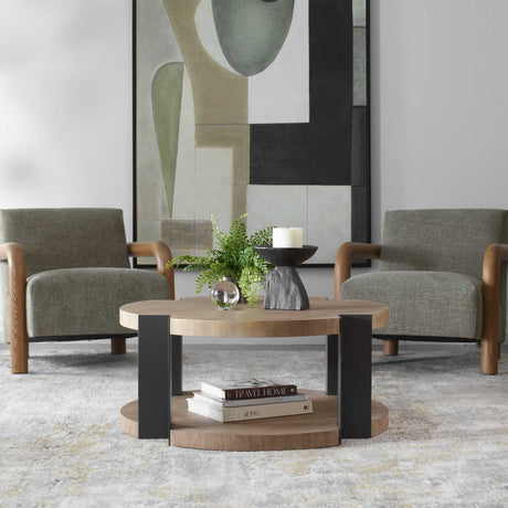 Loana Industrial Coffee Table - Light Brown / Black by Uttermost - View 2