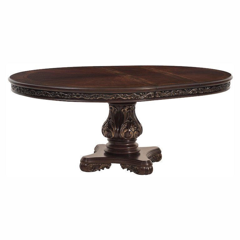 Homelegance Deryn Park Round/Oval Extendable Dining Table Set in Cherry Finish with Gold Tipping – 2243-76 Collection - Home Elegance USA