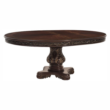 Homelegance Deryn Park Round/Oval Extendable Dining Table Set in Cherry Finish with Gold Tipping – 2243-76 Collection - sold by Home Elegance USA