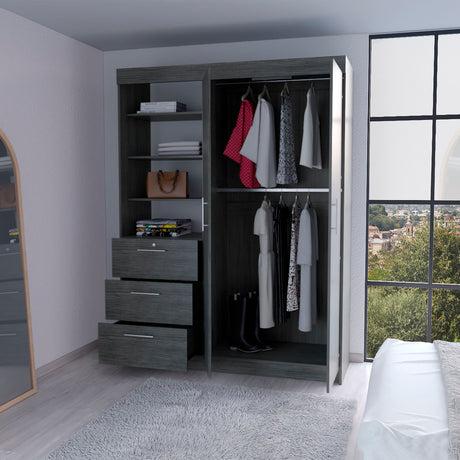 Tempe 3 Drawers Armoire, 3-Tier Shelf, 2-Door - sold by Home Elegance USA