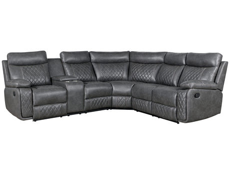 Home Theater Seating Manual Recliner with Cup Holder, Hide-Away Storage PU Reclining Sofa for Living Room, Home Theater, Gray - sold by Home Elegance USA
