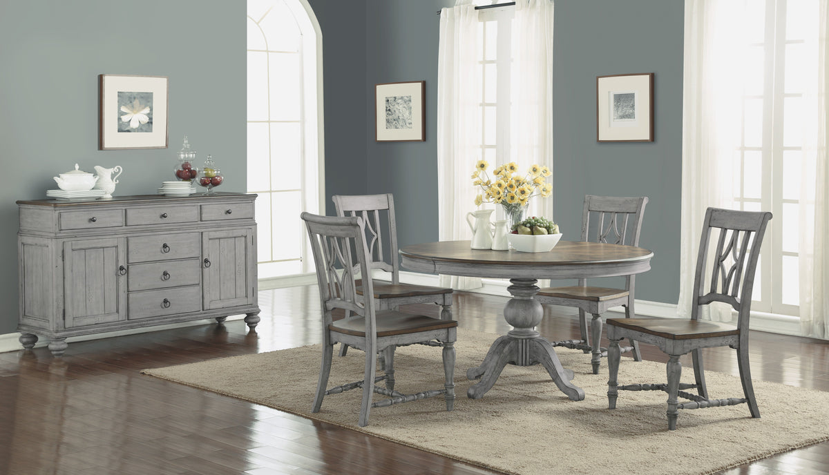 Plymouth Round Pedestal Dining Table - Gray | Flexsteel