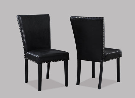 White Faux Marble & Black Finish Dining Table Set Black Faux Leather Upholstered Chairs Nailhead Trim Polyurethane Fabric 7pc Set - sold by Home Elegance USA