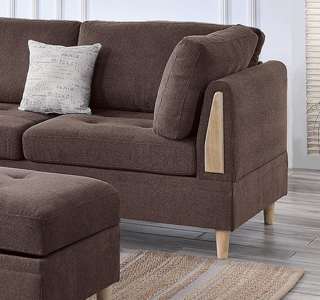 3-PCS Reversible Sectional Set Living Room Furniture Chocolate Color Chenille Couch Sofa, Reversible Chaise Ottoman - sold by Home Elegance USA