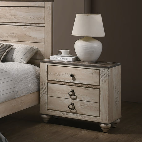 Imerland Contemporary White Wash Finish 5-Piece Bedroom Set-King Bed, Dresser, Mirror, 2 Nightstands - sold by Home Elegance USA