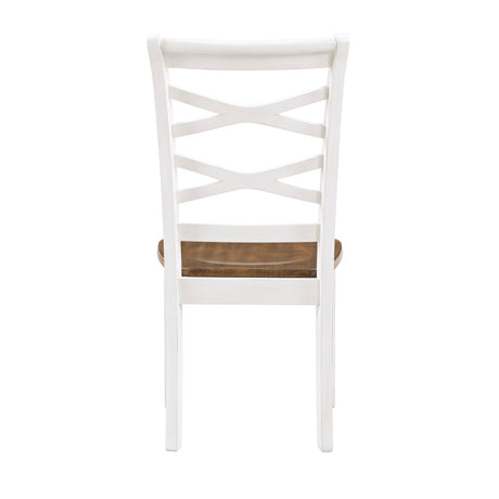 Cherry and White Finish 7pc Dining Set Table and 6 Side Chairs Set Double X-Back Design Wooden Casual Country Style Dining Room Furniture - sold by Home Elegance USA
