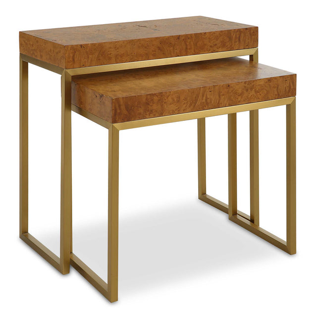 Burl-esque Wooden Nesting Tables (Set of 2) - Light Brown by Uttermost - View 1