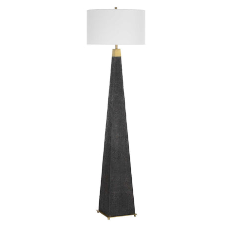 Lathey Tapered Floor Lamp - Black by Uttermost - View 5