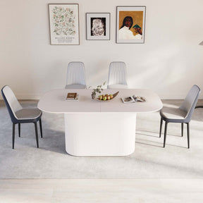 63 'medieval modern cream style MDF dining table and PU dining chair set 4. Assemble Desktop and black metal leg dining chair set, suitable for home&kitchen - sold by Home Elegance USA