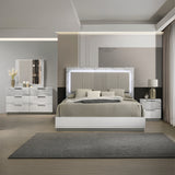 Mist Queen 4-Piece Set – Two-Tone High-Gloss Marble & Lacquer Finish with LED Lighting White (CA Inventory)