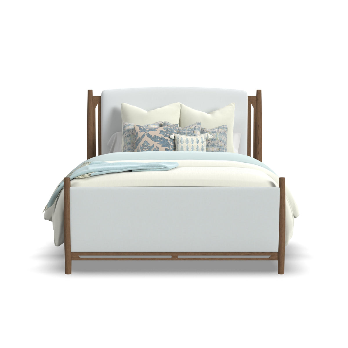 Verona Queen Upholstered Bed - White / Light Brown | Flexsteel
