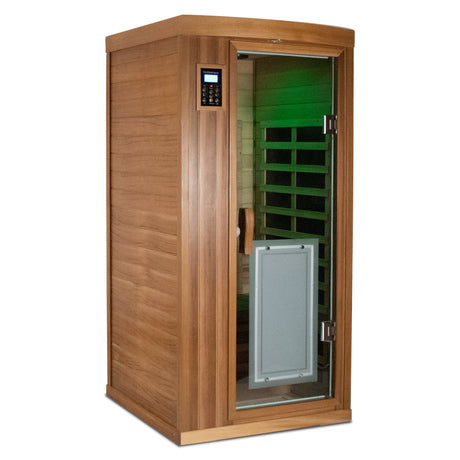 Low EMF One-Person Far Infrared Red Cedar Deluxe Indoor Sauna - sold by Home Elegance USA