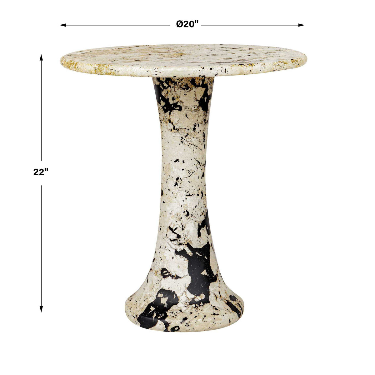 Cadas Indoor-Outdoor Stone Side Table - Black / White by Uttermost - View 7