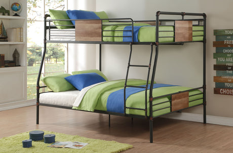 Brantley Sandy Black & Dark Bronze Hand-Brushed Finish Full XL/Queen Bunk Bed - sold by Home Elegance USA