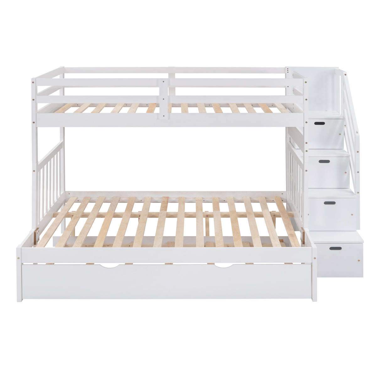 Twin over Full Bunk Bed with Twin Size Trundle (White)(OLD SKU :LT000025AAK) - sold by Home Elegance USA