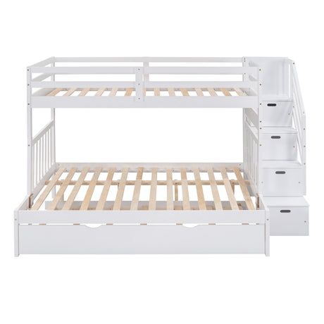 Twin over Full Bunk Bed with Twin Size Trundle (White)(OLD SKU :LT000025AAK) - sold by Home Elegance USA