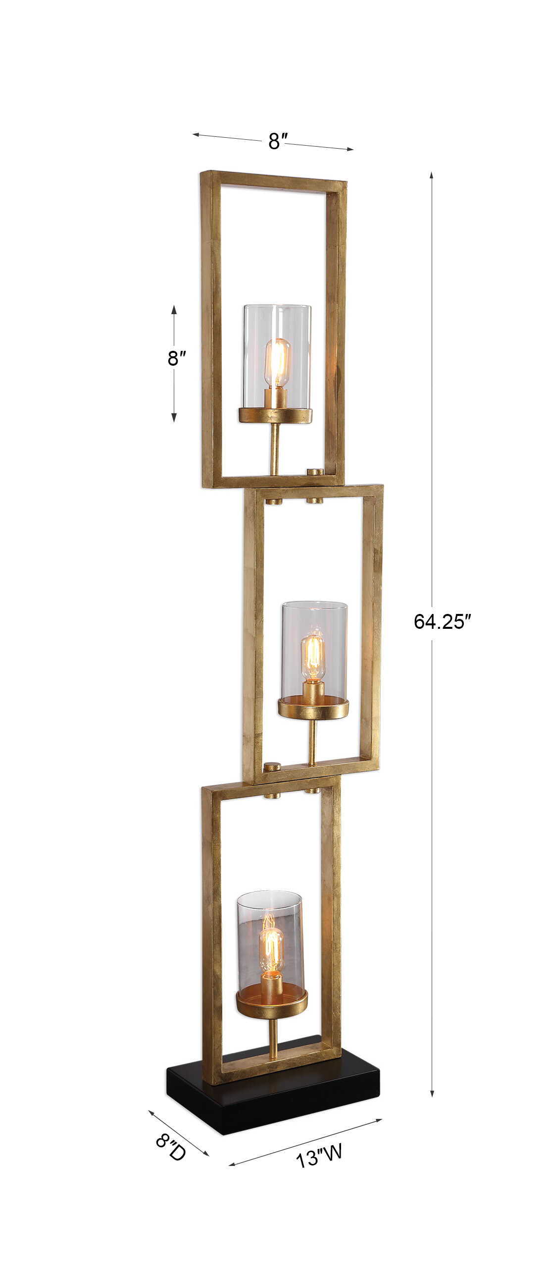 Cielo Staggered Rectangles Floor Lamp - Gold / Black by Uttermost - View 8