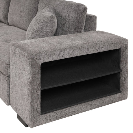 104.5' Modern L-Shape 3 Seat Reversible Sectional Couch, Pull Out Sleeper Sofa with Storage Chaise and 2 Stools for Living Room Furniture Set,Knox Charcoal (old sku:SG000431AAA) - sold by Home Elegance USA