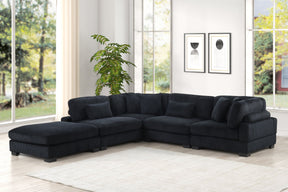 Bentley Modern Style Modular Sectional unique layout made with Corduroy fabric and wood in Black Setup-2(NJ Warehouse Inventory) - sold by Home Elegance USA
