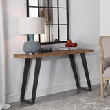 Freddy Weathered Console Table Light Brown & Black - Light Brown / Black by Uttermost - View 7