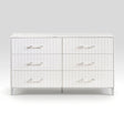 Glam White Dresser of 6x Storage Drawers Faux Marble Laminated Top Chrome Metal Legs Bedroom Furniture 1pc
