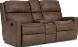 Catalina Transitional Fabric Reclining Loveseat With Console | Flexsteel