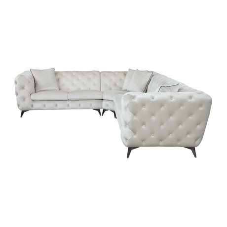 Atronia Beige Fabric Sectional Sofa W/4 Pillows - sold by Home Elegance USA
