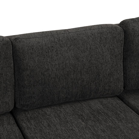 U-shaped Sectional Sofa Pull Out Bed with USB Ports, Power Sockets, Back Pillows & Storage Chaise, Black Chenille, 108.6' - sold by Home Elegance USA
