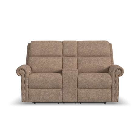 Bernard Power Reclining Loveseat With Console, Power Headrest, & Lumbar | Flexsteel