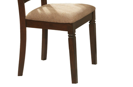 5pc Transitional Style Dining Furniture Set Table and 4x Side Chairs Fabric Upholstered Seat Espresso Finish Wood - sold by Home Elegance USA