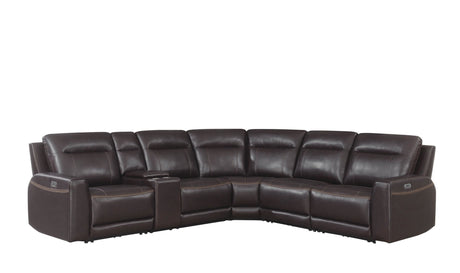 Customizable Dual - Power Leather Sectional - Top - Grain Leather, Power Headrest, Power Footrest - Transitional Styling, Perfect Fit | Home Elegance USA