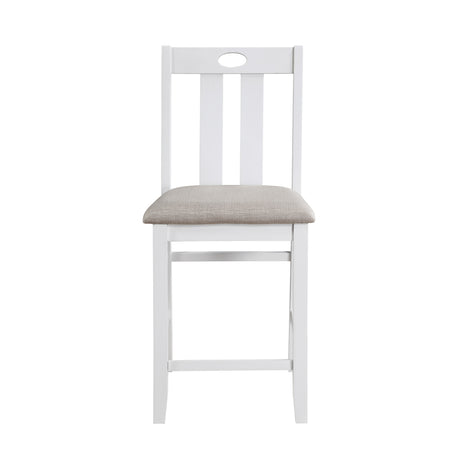 5-Piece Pack Counter Height Set Weathered Gray and White Table and Fabric Upholstered 4 Chairs Casual Dining Furniture - sold by Home Elegance USA