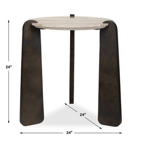Talud Modern Marble Side Table Bronze / Gray - Dark Brown / Beige by Uttermost - View 5