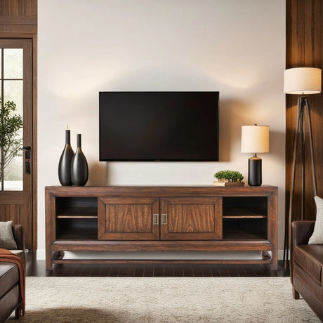 74' TV Stand Console, For TVs up to 85 inches, No Assembly Required, Two-Tone Finish - sold by Home Elegance USA