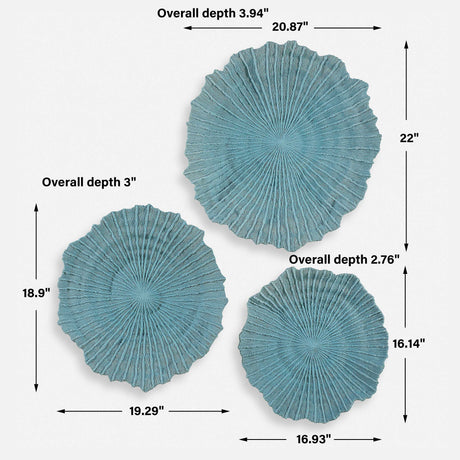 Ocean Gems Wall Decor (Set of 3) - Light Blue by Uttermost - View 7