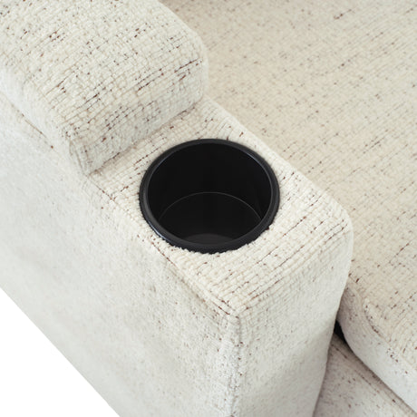 Convertible U-Shaped Sofa Bed with Storage, Cup Holders and Charging Ports, Beige Chenille, 109.9' - sold by Home Elegance USA