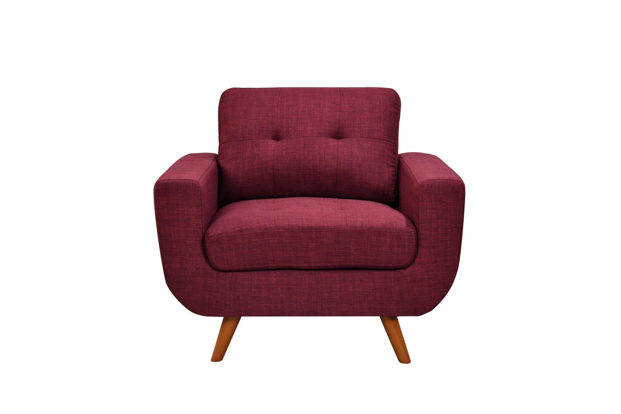 41”Linen Fabric Accent Chair, Mid Century Modern Armchair for Living Room, Bedroom Button Tufted Upholstered Comfy Reading Accent Sofa Chairs, Wine Red - Home Elegance USA